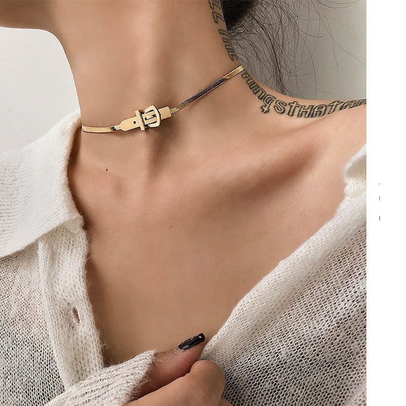 Titanium With 18 K Gold Snake Chain Knot Necklaces Women Jewelry Punk Designer image 1