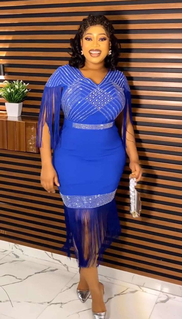 Summer African Wedding Party Dresses for Women Elegant African V-neck Sleeveles image 0
