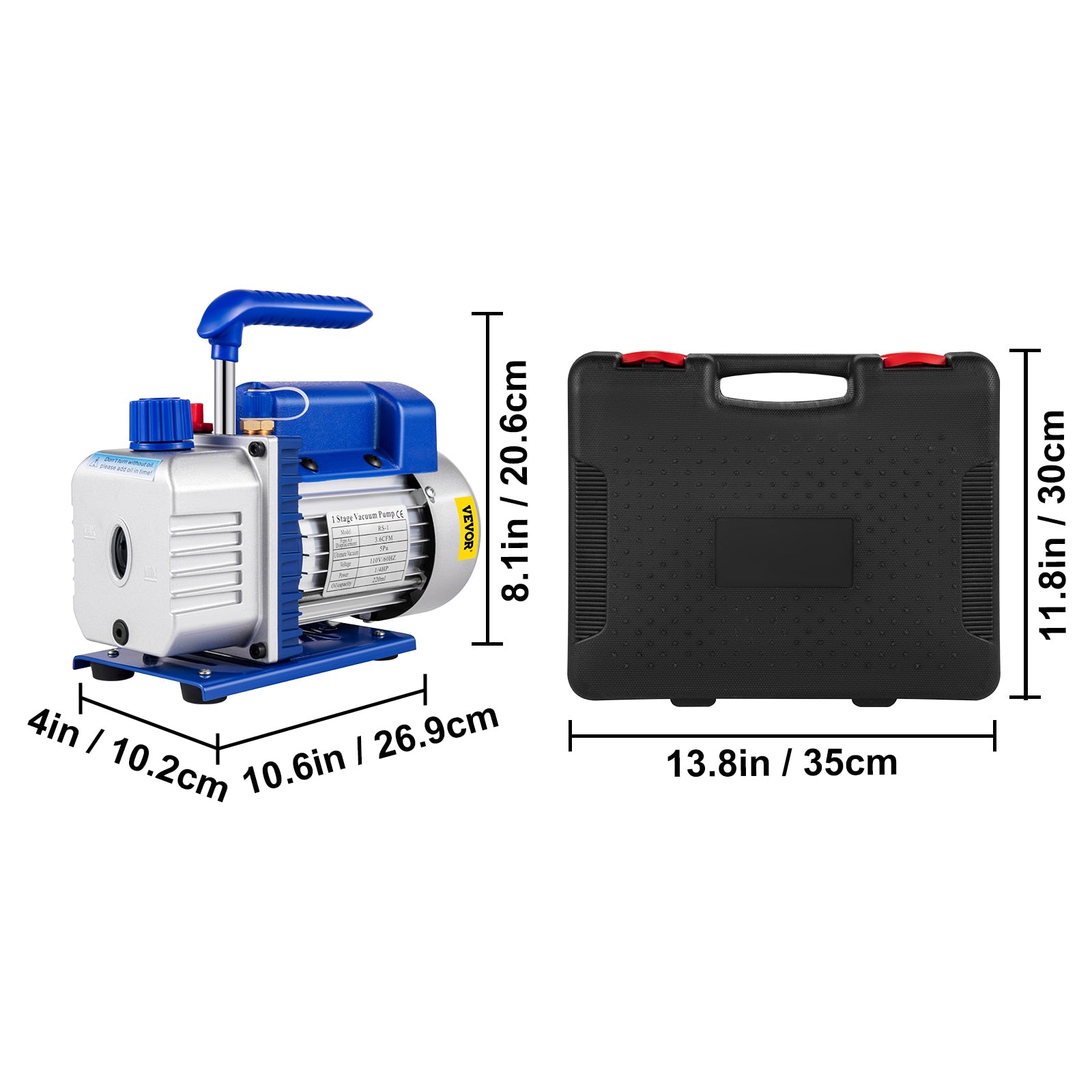 VEVOR 1.8-4.8CFM Refrigerant Vacuum Pump Kits HVAC Refrigeration 1/3 1/4 HP wit image 1