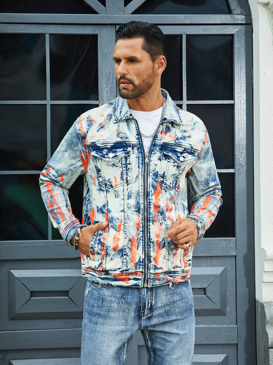Men's Fashion Stretch Jacket, Full Stripe Print, Fashion Wash, Patterned Bay, S image 0