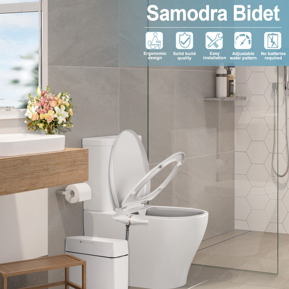 SAMODRA Rose Gold Toilet Bidet Ultra-Slim Bidet Toilet Seat Attachment With image 5