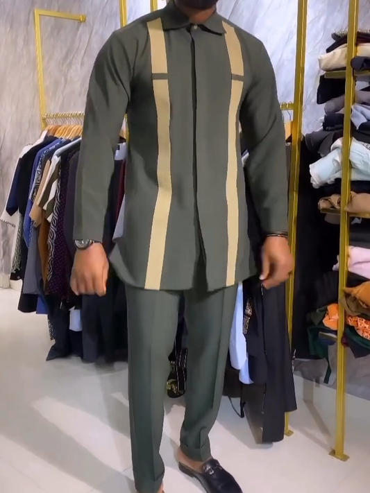 2024 New Dashiki Style Men's Suit African Traditional Clothing Elegant Two-piec image 0