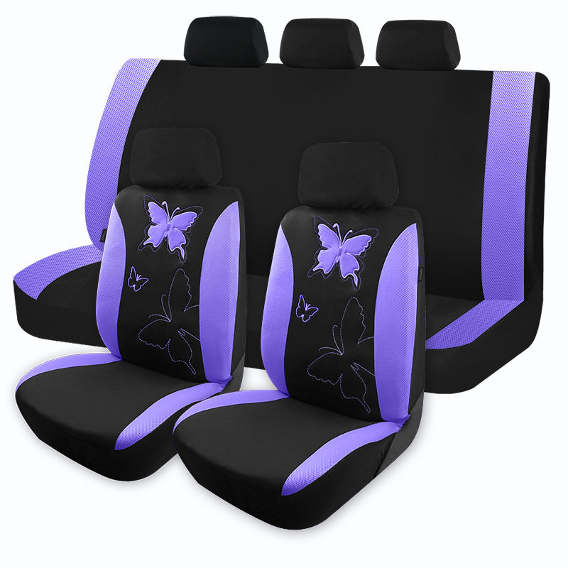 Embroidery Car Seat Covers Polyester Fabric with Airmesh Cloth Universal Size F image 1