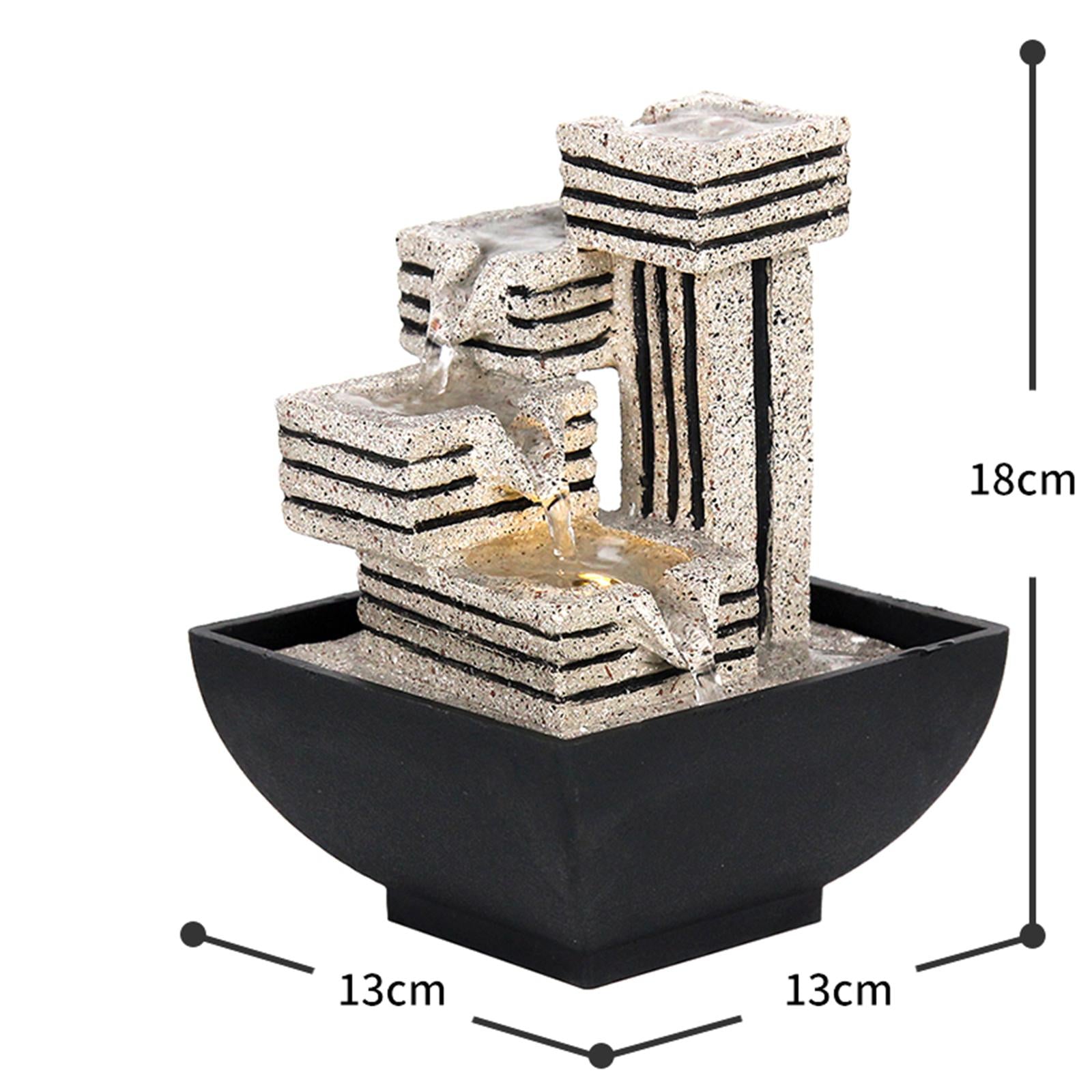 4 Tiers Indoor Water Fountain Tabletop Fountain Waterfall with Scene Lights for image 4