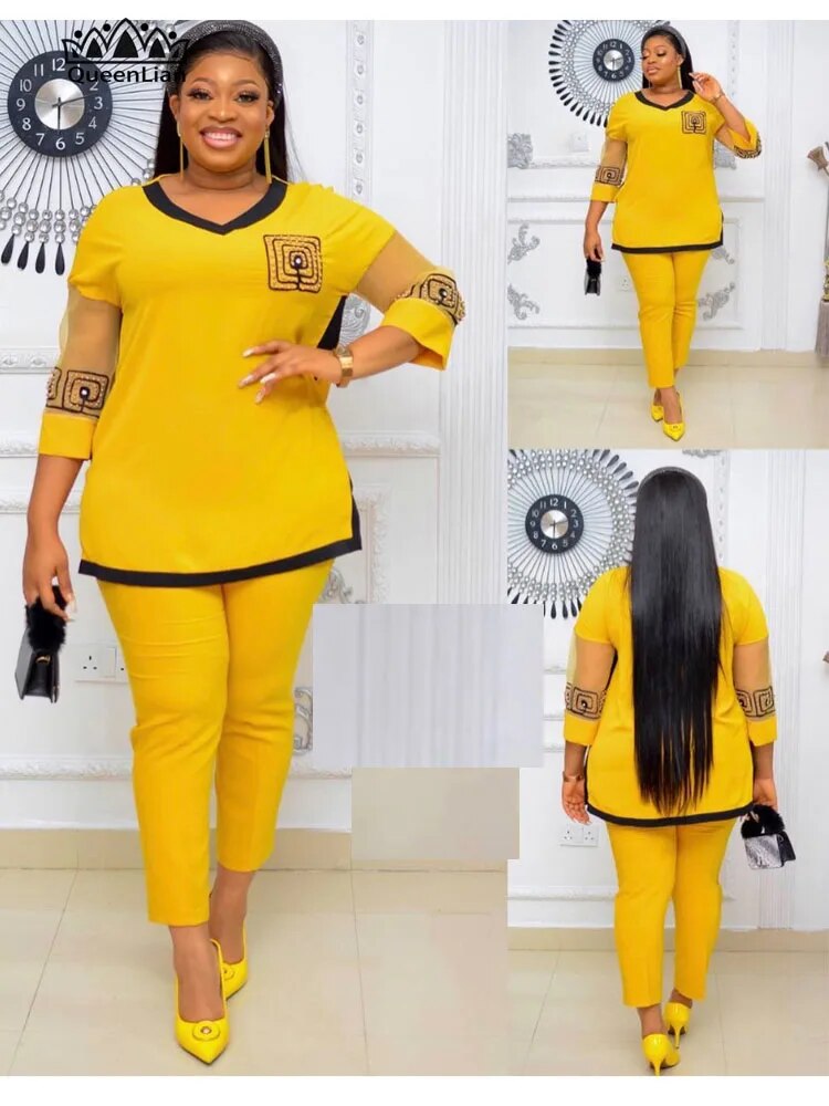 Stylish African Clothing: Women's Two-piece Set with Advanced Embroidery and Di image 3