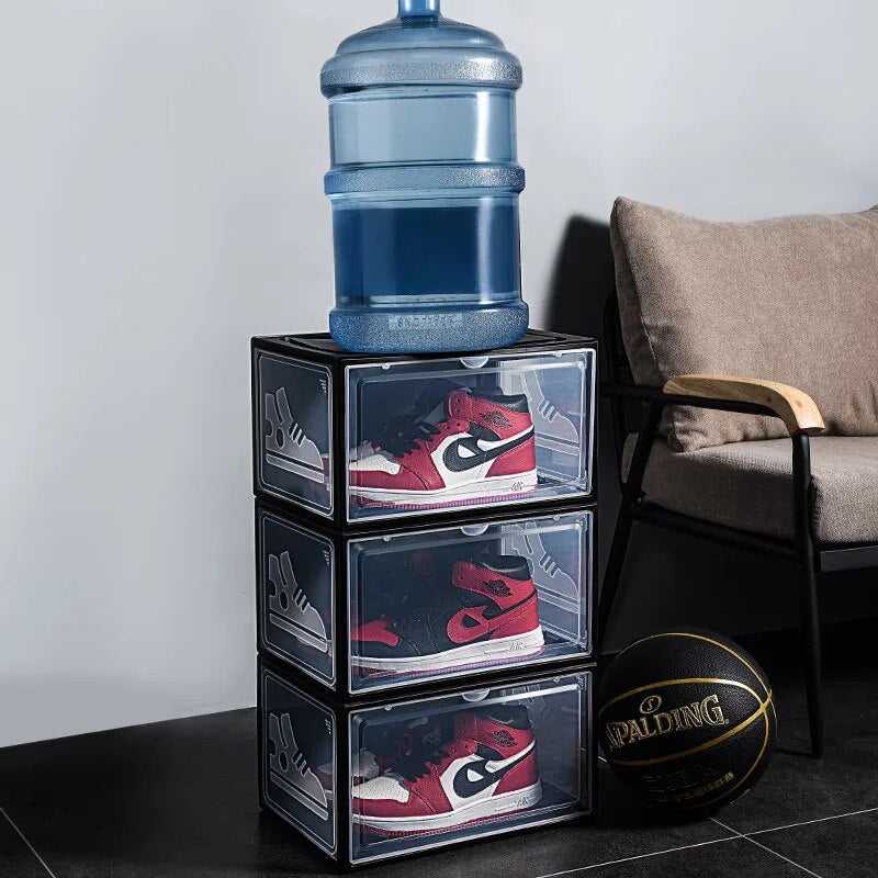 2pack AJ Sneakers Box Hardened plastic shoe box Stackable Cabinet Storage Box h image 3