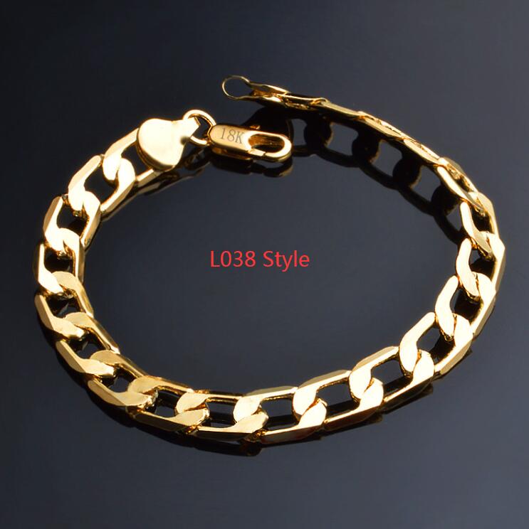 Wholesale Fashion 925 Stamp Silver 18K Gold Color 8MM Men Women Lady Bracelet C image 7
