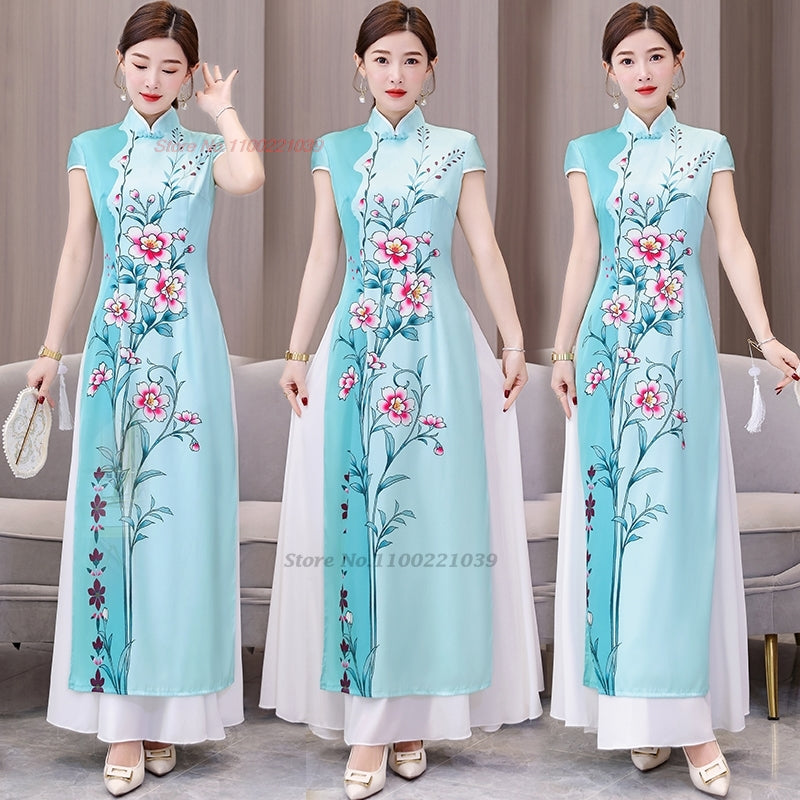 2024 ao dai vietnam traditional dress chinese vintage dress improved cheongsam  image 2