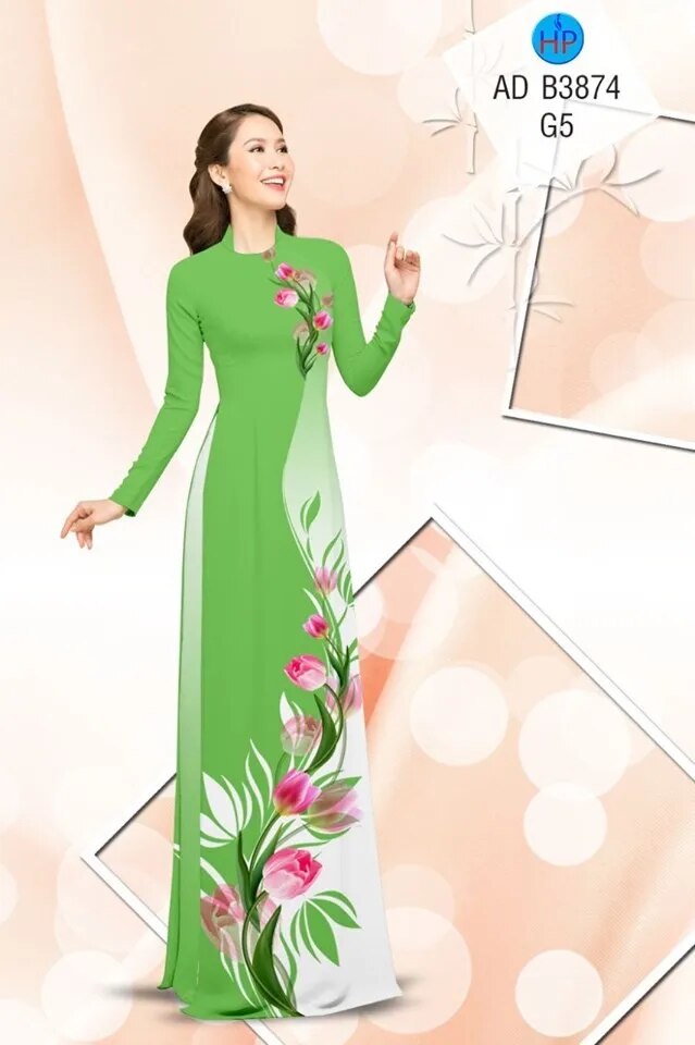 Green Tailored aodai vietnam clothing cheongsam aodai vietnam dress vietnamese  image 1
