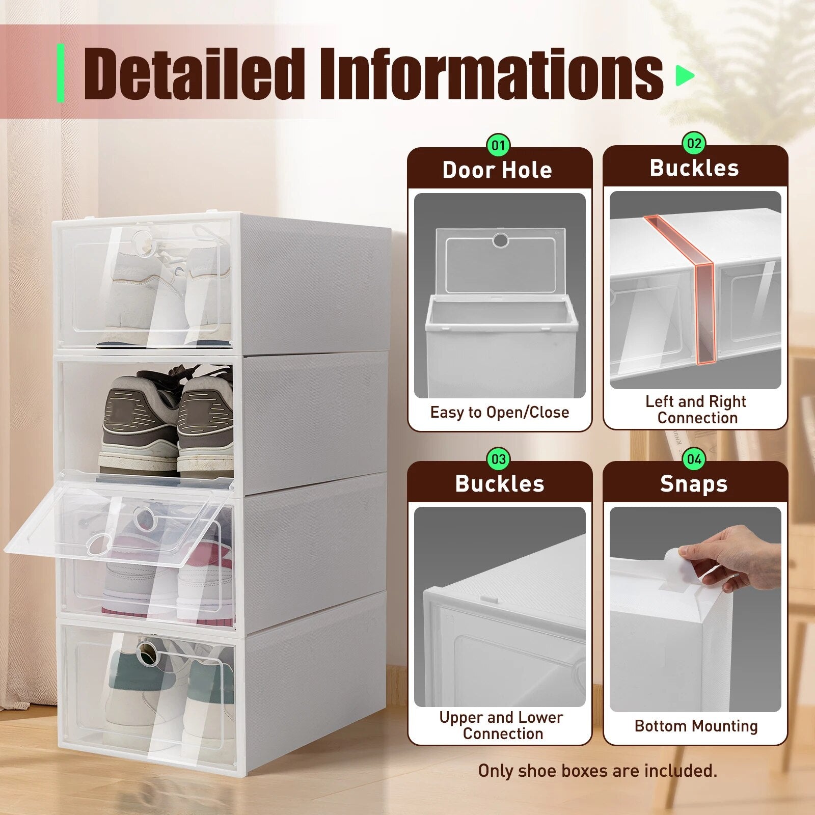 20pcs/24pcs Shoe Rack Shoes Storage Organizer System Transparent Shoe Cabinet S image 4