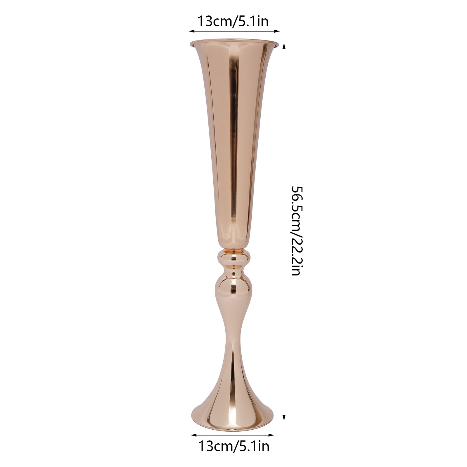6Pcs Metal Trumpet Vases Desktop Metal Large and Tall Vases Flower Holder Gold image 6