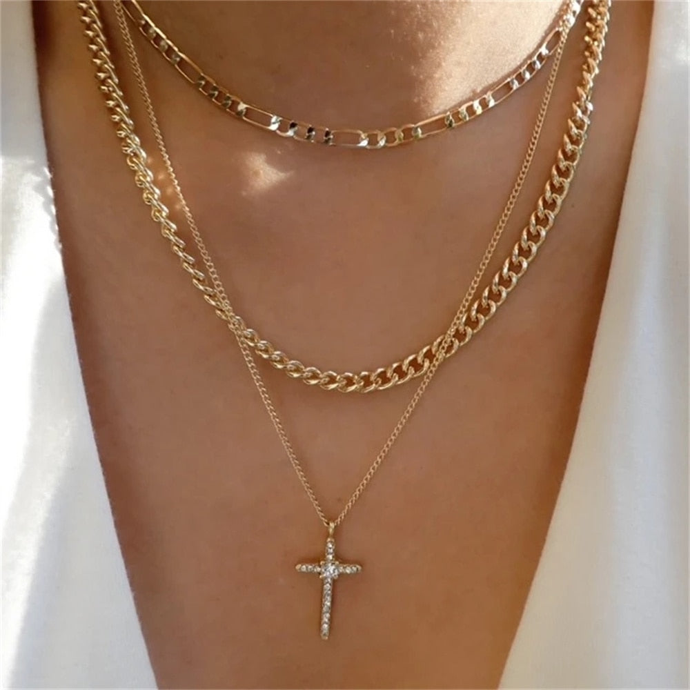 Bls-miracle Fashion Gold Color Heart-Shaped Necklace For Women Trendy Multi-Lay image 15