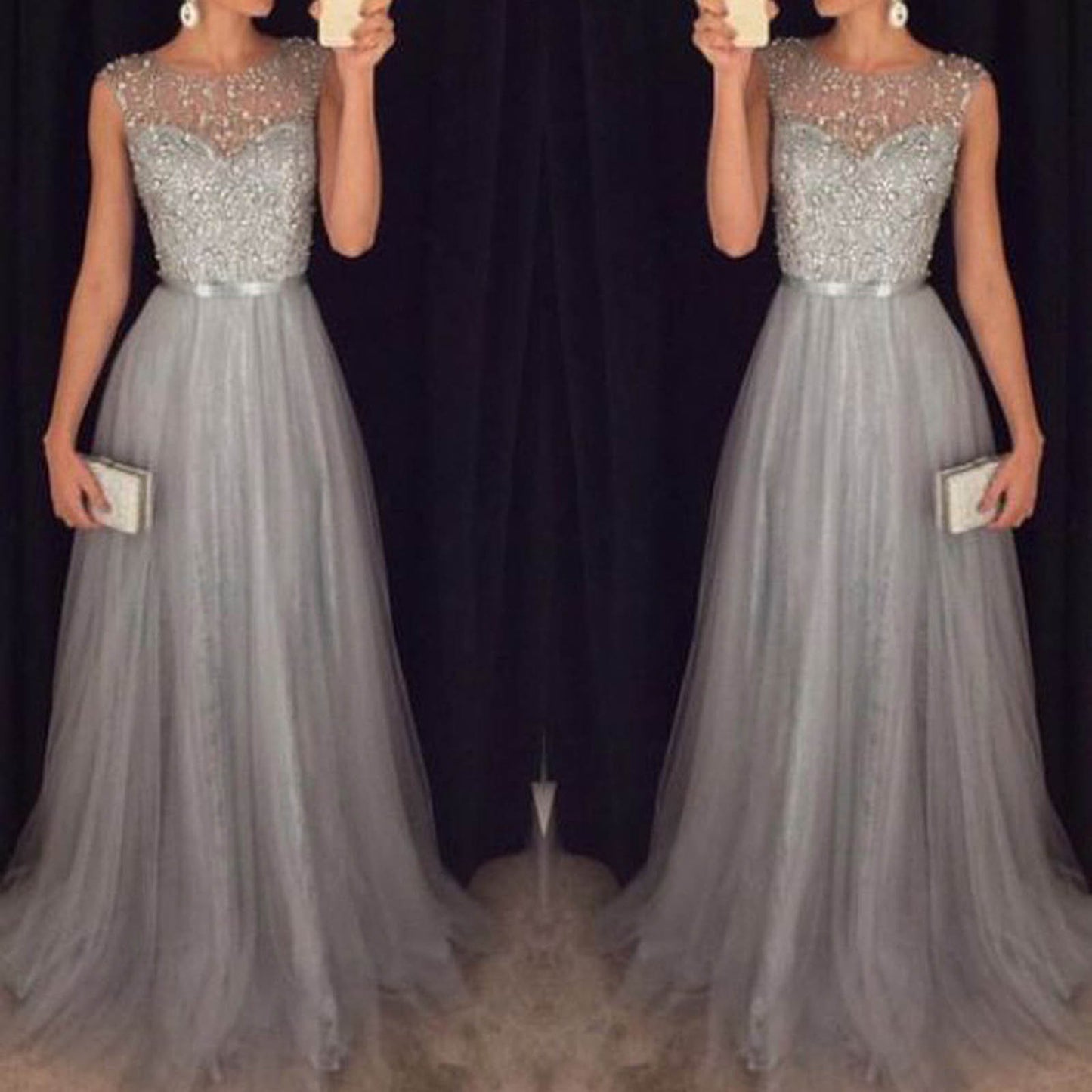Women Formal Long Lace Dress Prom Evening Party Cocktail Bridesmaid Wedding Gow image 0