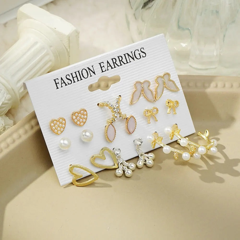 IPARAM Fashion Exaggerated Gold Color Metal Pearl Earrings for Women Geometric  image 32