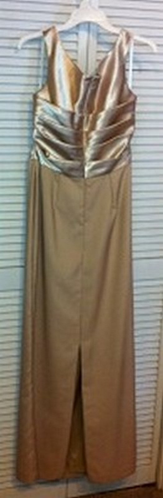 Watters & Watters Women Satin Ivory Pleated Bodice Sleeveless Full-Length Size 8 image 1