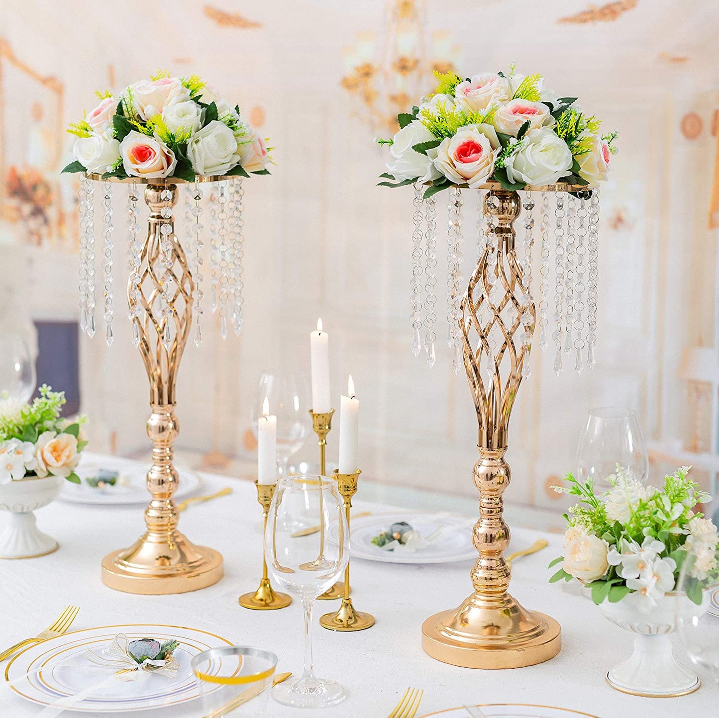 Exquisite Flower Twist Vase Crystal Candlestick Table Centerpiece Decor Flower image 12