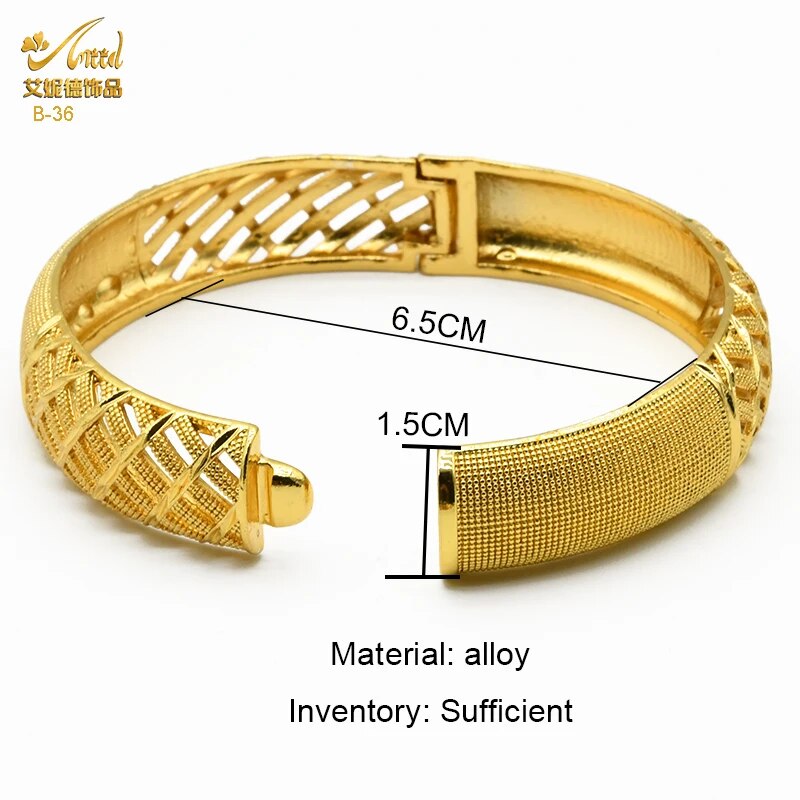 ANIID Dubai Bangles 24K Gold Color African Bracelet For Women Wholesale Designe image 37