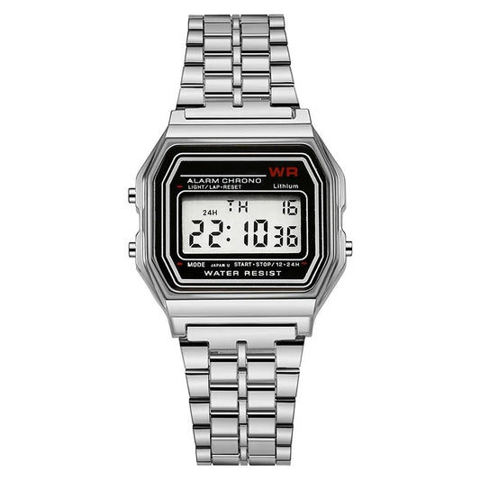 LED Steel Belt Rose Gold Silver Watches Men Women Electronic Digital Display Re image 0