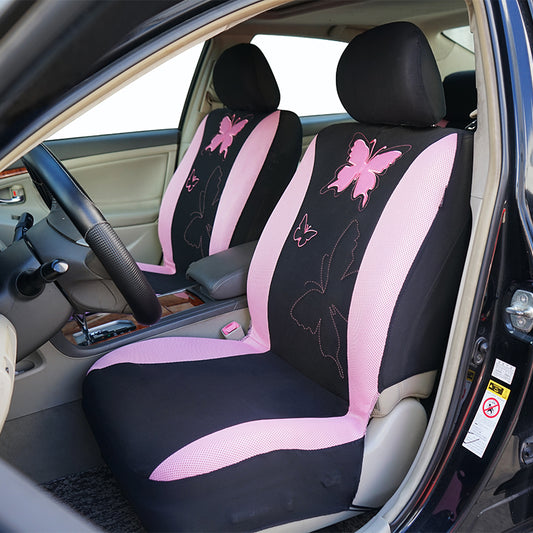 Embroidery Car Seat Covers Polyester Fabric with Airmesh Cloth Universal Size F image 0