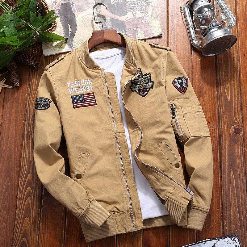 Outdoor Aviator Bomber Jacket Men's high quality Vintage Embroidered Windbreake image 5