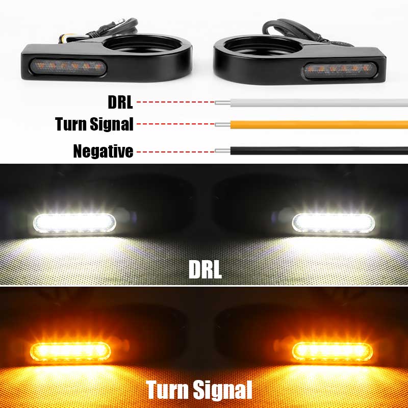 Motorcycle 39mm-41mm fork tubes front LED Turn Signal Light Amber flasher signa image 3