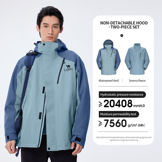 GOLDEN CAMEL Outdoor Hiking Jackets for Men Three-in-One Waterproof Fleece Jack image 0