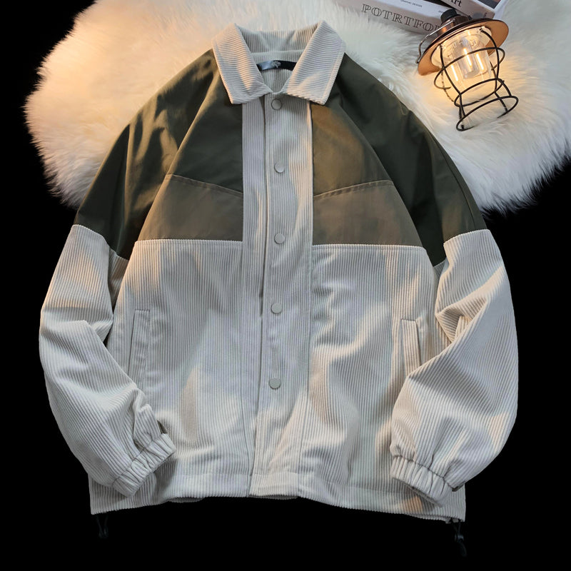 Couple Splicing Corduroy Jacket Men's Fall and Winter Large Size Jacket Harajuk image 0