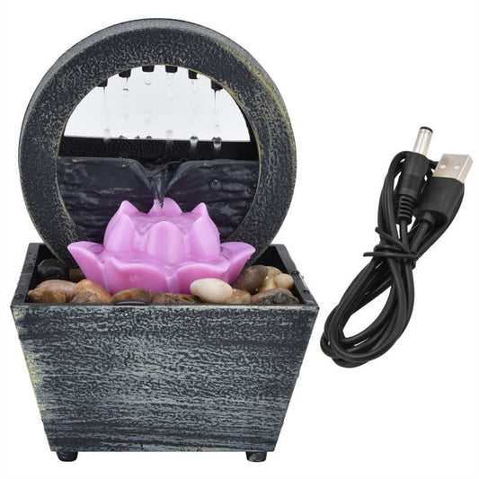 3V USB Plastic Flower Water Fountain LED Tabletop Fountain with Stones for Home image 0