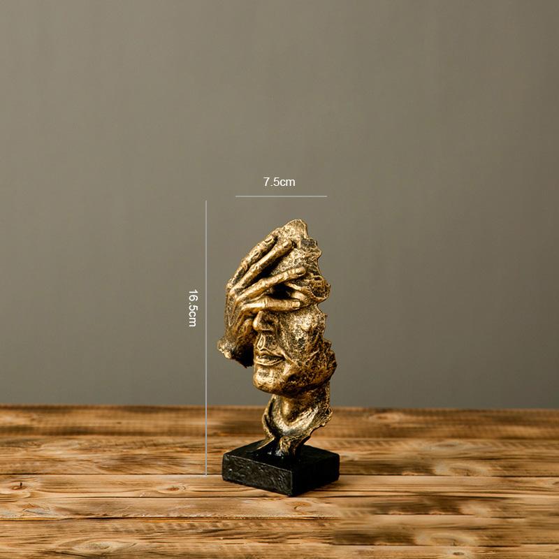 Silence Is Gold Statue Human Face Statue Abstract Sculpture Nordic Creative Dec image 0