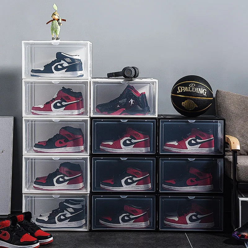 2pack AJ Sneakers Box Hardened plastic shoe box Stackable Cabinet Storage Box h image 7
