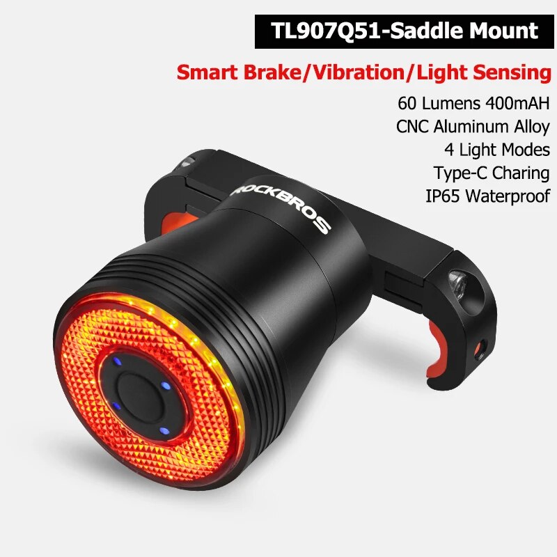 ROCKBROS Bicycle Rear Light 5 Light Modes Colorful Lamp Bike Tail Light Aluminu image 3