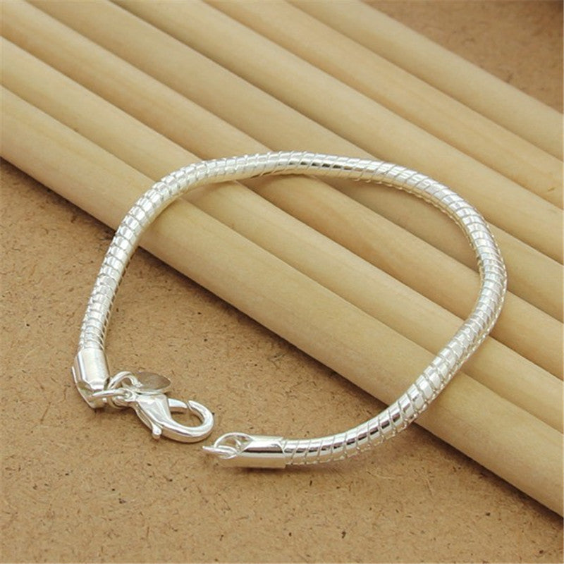 Noble 925 Sterling Silver Square Solid Chain Bracelet For Women Men Charm Party image 20