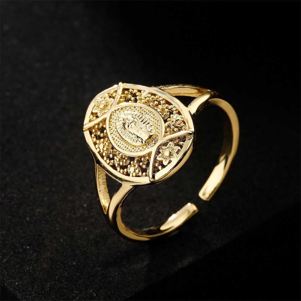 Virgin Mary Rings for Women Religious Medallion Lady of Guadalupe Ring Gold image 8