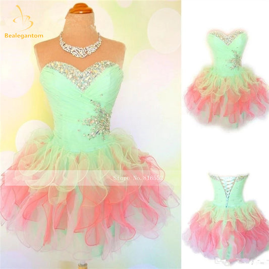 Bealegantom Colorful In Stock Sweetheart Organza Short Homecoming Dresses 2022  image 0