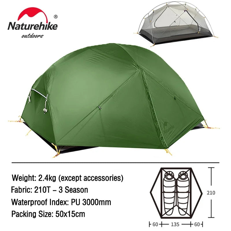Naturehike Mongar 2 Tent 2 Person Backpacking Tent 20D Ultralight Travel Tent W image 4