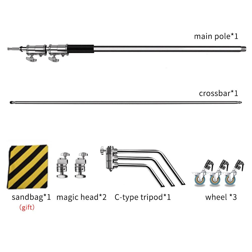 2.6M/8.5FT Stainless Steel Century Foldable Light Stand Tripod Magic Leg Photog image 1