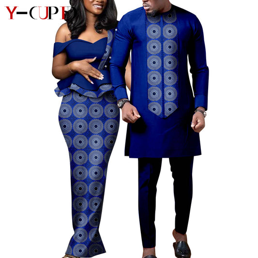 Dashiki African Print Dresses for Women Matching Couple Clothes Wedding Party M image 0