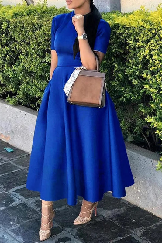 Vintage Elegant Black Standing Neck Dress for Women's Summer New Style Temperam image 0