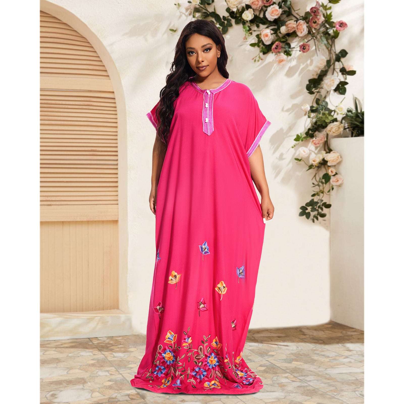PlusSize Traditional Cotton Kaftan Clothing Loose Abayas Dress African Beach Ho image 2