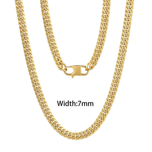 18k Gold Plated Mens Curb Cuban Link Chain Necklaces 316L Stainless Steel Brace image 0
