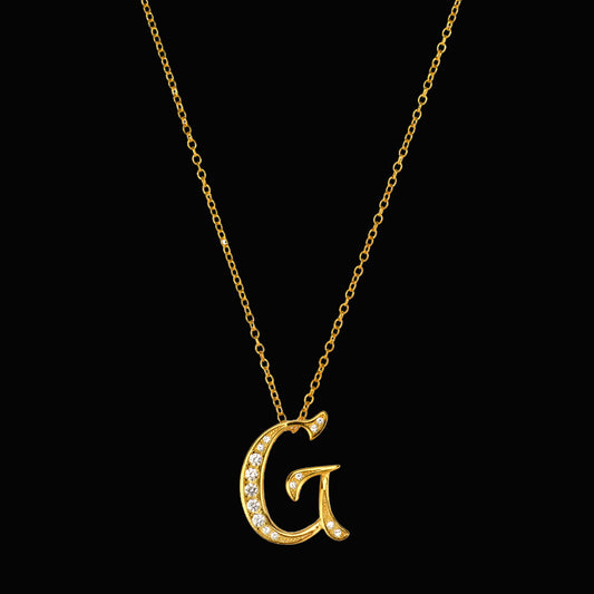 ANDYWEN 925 Sterling Silver Gold Long Chain Alphabet 26 Leter A W Pendant K H I image 0