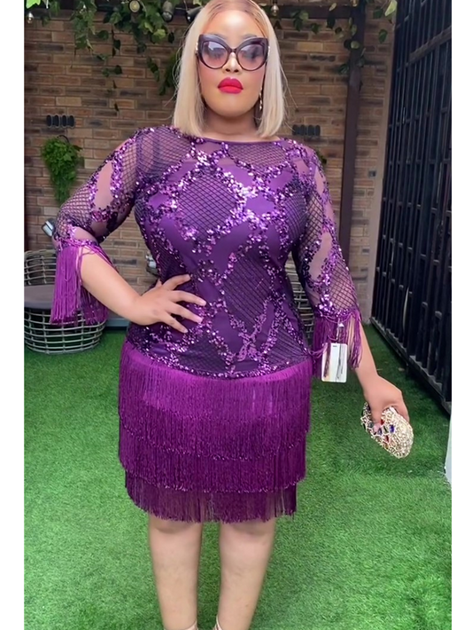 Plus Size African Party Dresses for Women 2024 New Fashion Dashiki Ankara Sequi image 0