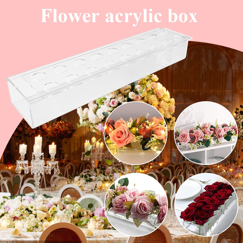 Transparent Acrylic Long Flower Vase Clear Rectangular Vase For Dining Table Ho image 7