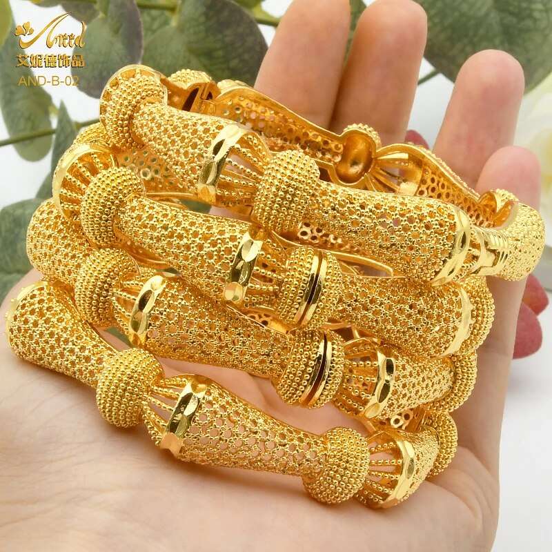 ANIID Dubai Bangles 24K Gold Color African Bracelet For Women Wholesale Designe image 9