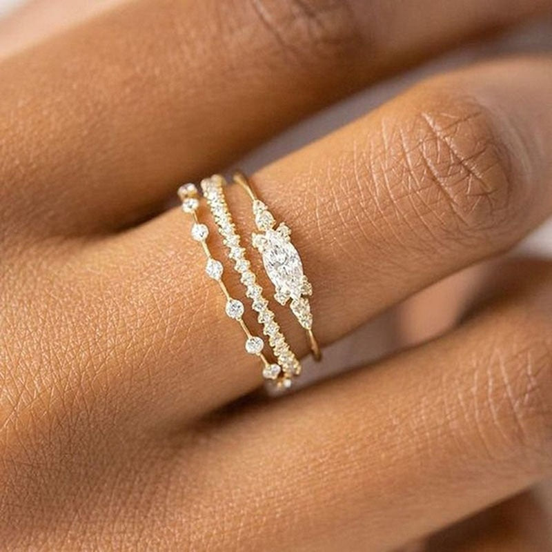 New INS Gold Color Noble Trend Dainty Rings For Women Entry Lux Zircon Midi Fin image 1