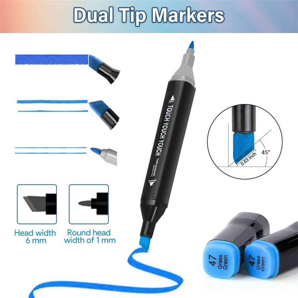 12-120pcs Alcohol Based Art Marker Set for Adult Kids Dual Tip Coloring Drawing image 11