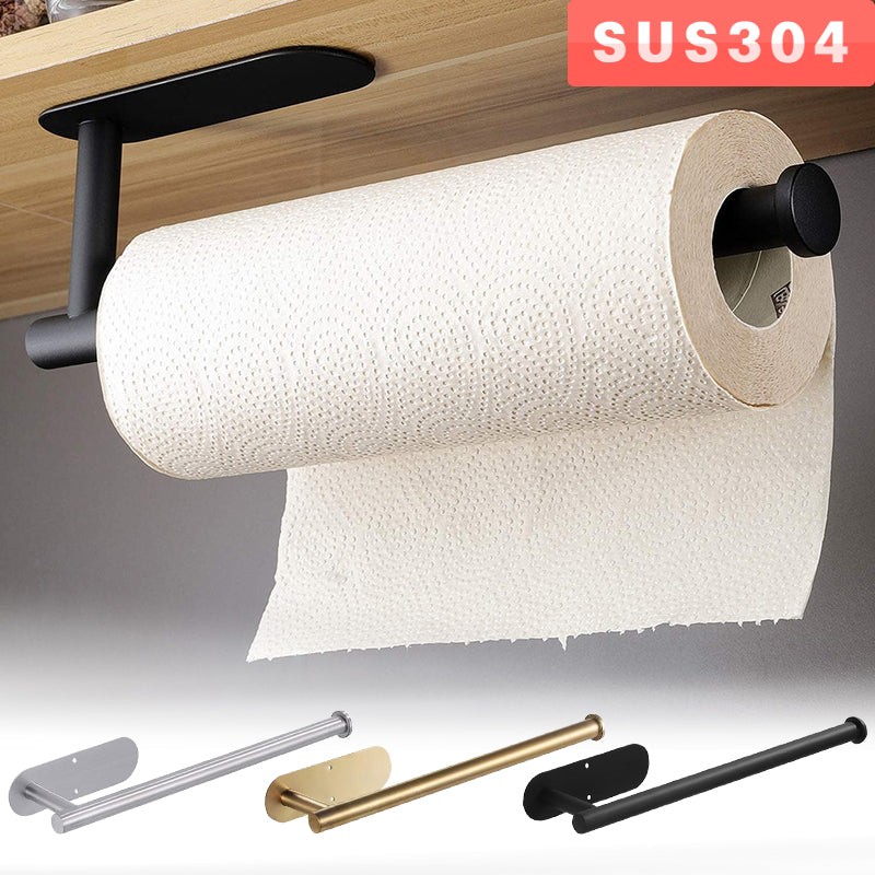 Stainless Steel Paper Towel Holder Adhesive Toilet Roll Paper Holder No Hole Pu image 0