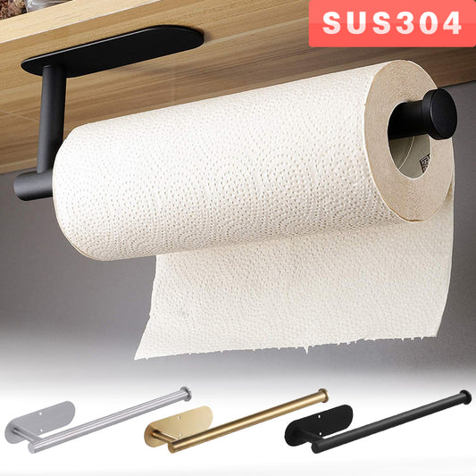 Stainless Steel Paper Towel Holder Adhesive Toilet Roll Paper Holder No Hole Pu image 0