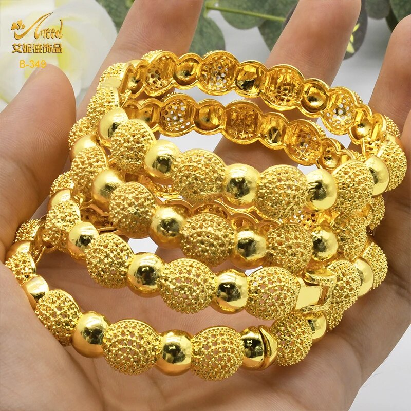 ANIID Dubai Bangles 24K Gold Color African Bracelet For Women Wholesale Designe image 28