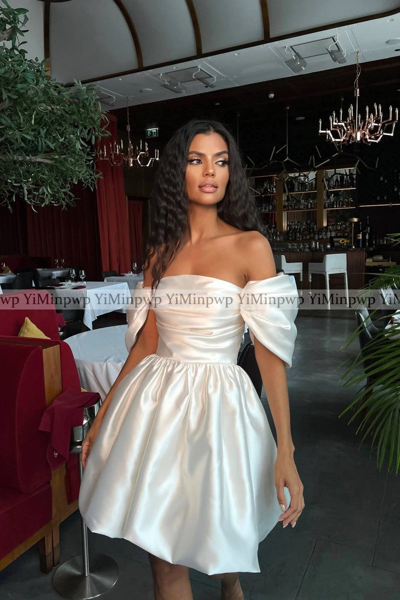 Off Shoulder Homecoming Dresses 2024 Strapless A Line Short Pleats Prom Birthda image 5